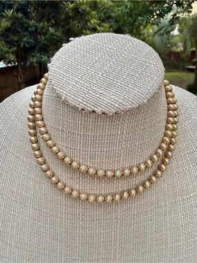 Vintage Sarah Coventry Gold Tone Textured Bead Necklace – Retro Statement